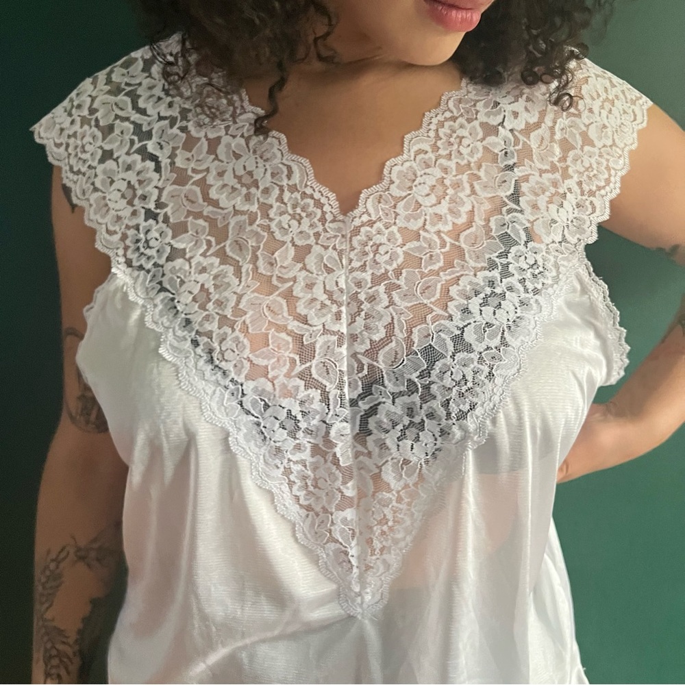 Vintage white lacey slip top.